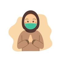 femme musulmane porte le hijab pour carte de voeux ramadan et eid al fitr vecteur