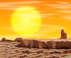 Coucher de soleil dans la scène du désert vecteur