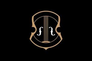vecteur de conception de logo d'étiquette d'emblème d'insigne de violon vintage rétro