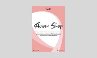 conception de flyer de magasin de fleurs. dépliant d'affiche de magasin de vente de fleurs de couleur rose. dépliant de magasin de vendeur de fleurs, conception de dépliant dl vecteur