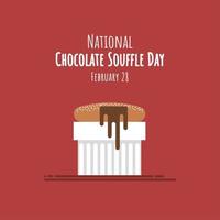 illustration vectorielle de soufflé au chocolat, dessert français, comme bannière ou affiche, journée nationale du soufflé au chocolat. vecteur