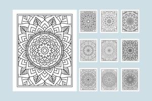 ensemble de motifs de mandala de fleurs pour l'intérieur des pages à colorier. page de coloriage pour les enfants. ensemble d'ornements de mandala de style indien traditionnel. mandala décoration ornement bundle ligne art vecteur. vecteur