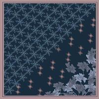 motif vectoriel motif hijab avec feuillage. couleur bleu marine rose pastel. Inspiration d'impression de motif de foulard en soie.