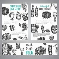 Illustration de bière dessinés à la main série de brochures avec la collection de brasserie vintage bannière vecteur esquissée symboles octobre fest