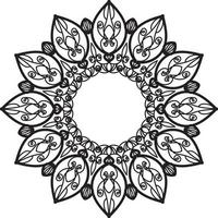 mignon lineart fleur motif indien kaléidoscope noir et blanc vecteur