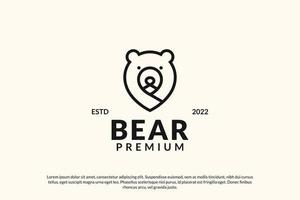 vecteur de conception de logo tête d'ours ligne