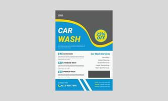 conception de modèle de flyer de lavage de voiture. conception de dépliant d'affiche de service de nettoyage. dépliant de service de lavage et de nettoyage de voiture a4, couverture, conception de brochure, modèle vectoriel d'impression