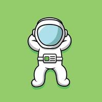 astronaute mignon pose illustration d'icône de vecteur de dessin animé. concept d'icône de technologie scientifique isolé vecteur premium. style de dessin animé plat