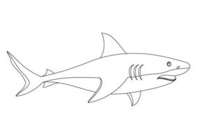 illustration vectorielle noir et blanc de requin isolé sur fond blanc vecteur