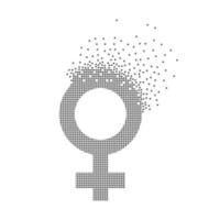 femme icône animée pixel dot art. femme pixel plat-solide. art de points mobiles dissous et dispersés. mouvement de pixel unificateur et intégratif. points de connexion modernes. 8 mars et matériel de la journée de la femme. vecteur