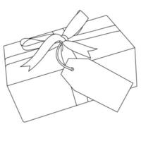 illustration d'une boîte cadeau enveloppée dans un ruban avec une étiquette ou une étiquette cadeau. cadeaux de vacances, noël, nouvel an, célébration, saint valentin et éditions d'anniversaire isolés sur fond blanc. cadeau spécial vecteur