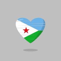 illustration de l'amour en forme de drapeau de djibouti vecteur