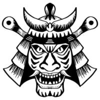 illustration de dessin à la main de masque de samouraï vecteur