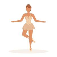 une ballerine danse dans une belle robe courte beige et des chaussons de pointe. illustration vectorielle élégante d'une performance dans des tons roses pour le design ou la décoration. vecteur