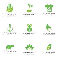 ensemble de création d'icônes de logo d'entreprise éco et nature pour une entreprise polyvalente vecteur
