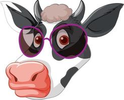tête de vache à lait portant des lunettes de soleil en style cartoon vecteur