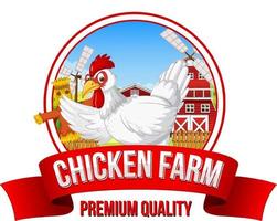 logo de personnage de dessin animé de ferme de poulet vecteur