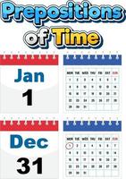 préposition de calendrier de conception d'affiches de temps vecteur