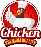 bannière de poulet de qualité supérieure avec personnage de dessin animé de chef de poulet vecteur