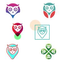 hibou goupille navigateur créatif logo modèle illustration vectorielle vecteur