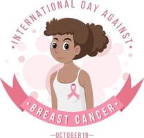 bannière de la journée internationale contre le cancer du sein avec une femme vecteur