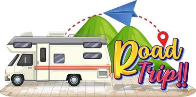 concept de logo de vacances de voyage d'été avec camping-car vecteur
