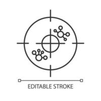 icône linéaire d'immunothérapie. test de leucémie. examen d'oncologie. lymphome. cellules et anticorps. virus. illustration de la ligne mince. symbole de contour. dessin de contour isolé de vecteur. trait modifiable vecteur