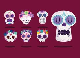 crânes de catrinas mexicains vecteur