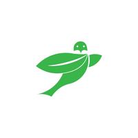 oiseau en vol feuille eco logo vert template vecteur isolé