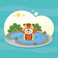tigre nageant dans le lac vecteur