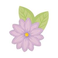 fleur violette avec dessin vectoriel de feuilles