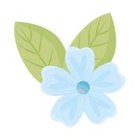 fleur bleue avec dessin vectoriel de feuilles