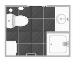 Illustration vectorielle de salle de bain intérieur vue de dessus. Plan d&#39;étage de la salle de toilette. Design plat. vecteur