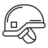 icône de ligne de casque de soldat vecteur