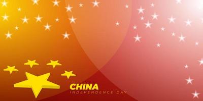étoiles de la chine avec un style 3d et un arrière-plan abstrait pour le jour de l'indépendance de la chine vecteur