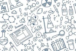 jeu d'icônes de symboles de chimie. conception de doodle de sujet scientifique. concept d'éducation et d'étude. retour à l'arrière-plan fragmentaire de l'école pour cahier, pas de bloc-notes, carnet de croquis.
