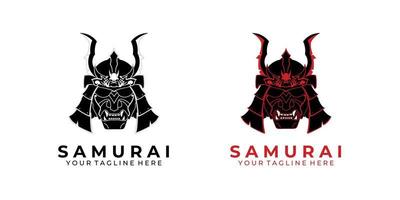 samouraï logo design moderne vecteur art illustration visage machine technologie robot icône style vintage