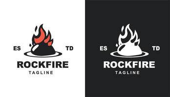 rock fire logo minimaliste vintage pour la marque et l'entreprise vecteur
