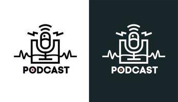 logo de podcast minimaliste avec éclaboussure de signal, logo simple pour la marque et l'entreprise vecteur