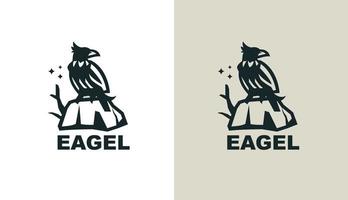 logo simple vintage aigle. oiseau en pierre supérieure pour la marque et l'entreprise vecteur