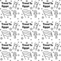 voyage en egypte doodle conception de vecteur de modèle sans couture