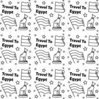 voyage en egypte doodle conception de vecteur de modèle sans couture