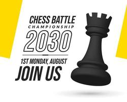 fond d'échecs 3d réaliste, modèle de bannière de compétition de bataille de tournoi, stratégie d'entreprise et concept de gestion vecteur