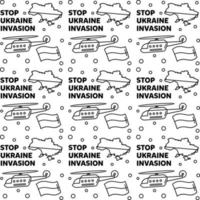 arrêter l'invasion de l'ukraine doodle illustration de conception de vecteur de modèle sans couture