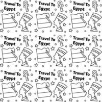 voyage en egypte doodle conception de vecteur de modèle sans couture