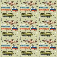 arrêter l'invasion de l'ukraine doodle illustration de conception de vecteur de modèle sans couture