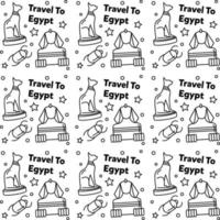 voyage en egypte doodle conception de vecteur de modèle sans couture