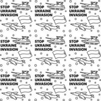 arrêter l'invasion de l'ukraine doodle illustration de conception de vecteur de modèle sans couture