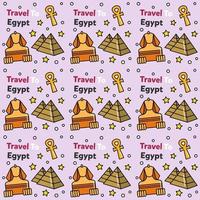 voyage en egypte doodle conception de vecteur de modèle sans couture