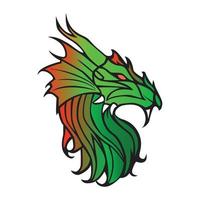 logo esport mascotte art tête de dragon de feu vecteur